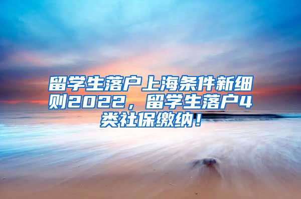 留学生落户上海条件新细则2022，留学生落户4类社保缴纳！