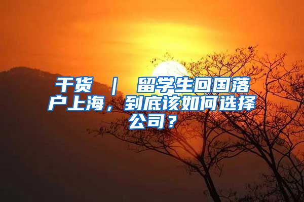 干货 ｜ 留学生回国落户上海，到底该如何选择公司？