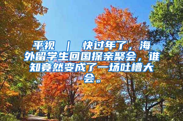 平视 ｜ 快过年了，海外留学生回国探亲聚会，谁知竟然变成了一场吐槽大会。