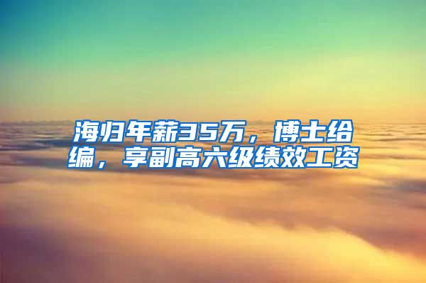 海归年薪35万，博士给编，享副高六级绩效工资