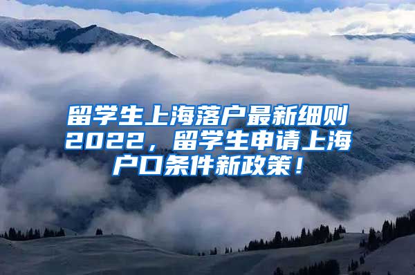留学生上海落户最新细则2022，留学生申请上海户口条件新政策！