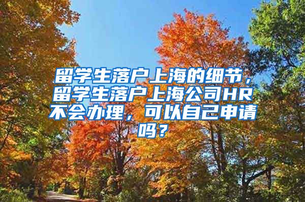 留学生落户上海的细节，留学生落户上海公司HR不会办理，可以自己申请吗？