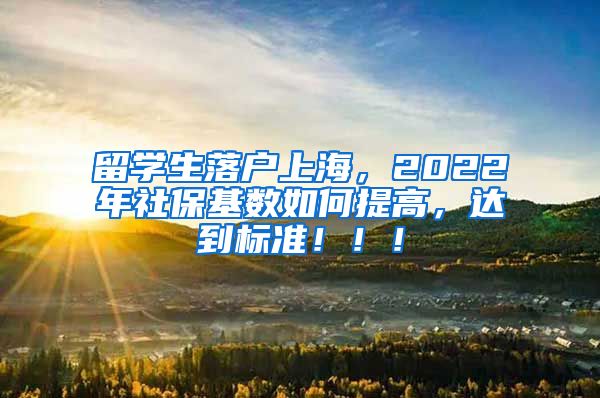 留学生落户上海，2022年社保基数如何提高，达到标准！！！