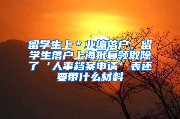 留学生上＊业编落户，留学生落户上海批复领取除了‘人事档案申请’表还要带什么材料