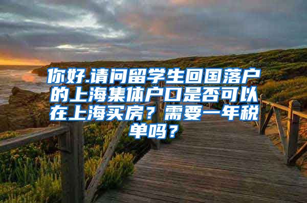 你好.请问留学生回国落户的上海集体户口是否可以在上海买房？需要一年税单吗？