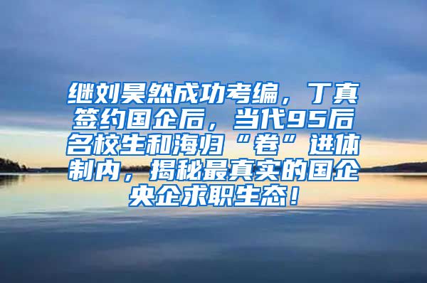 继刘昊然成功考编，丁真签约国企后，当代95后名校生和海归“卷”进体制内，揭秘最真实的国企央企求职生态！