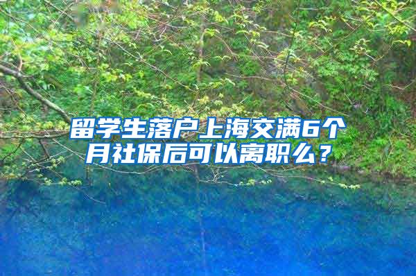 留学生落户上海交满6个月社保后可以离职么？