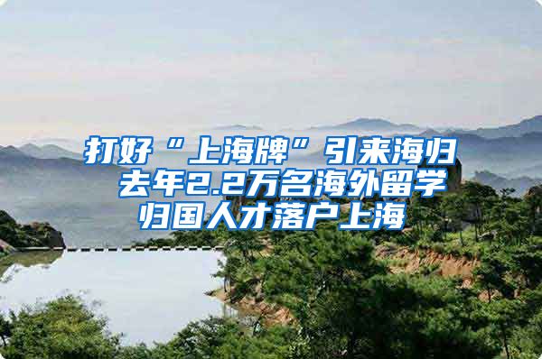 打好“上海牌”引来海归 去年2.2万名海外留学归国人才落户上海