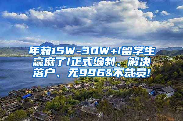 年薪15W-30W+!留学生赢麻了!正式编制、解决落户、无996&不裁员!