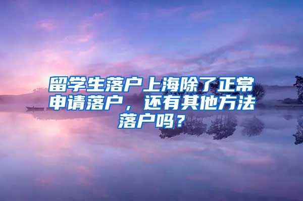 留学生落户上海除了正常申请落户，还有其他方法落户吗？