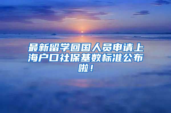 最新留学回国人员申请上海户口社保基数标准公布啦！