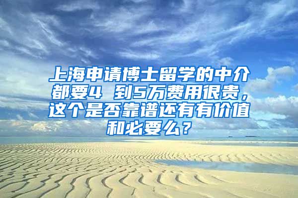 上海申请博士留学的中介都要4 到5万费用很贵，这个是否靠谱还有有价值和必要么？