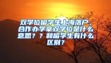 双学位留学生上海落户，合作办学拿双学位是什么意思？？和留学生有什么区别？