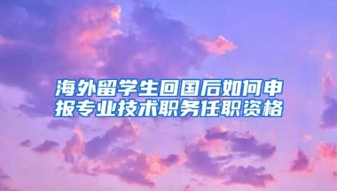 海外留学生回国后如何申报专业技术职务任职资格