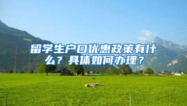 留学生户口优惠政策有什么？具体如何办理？