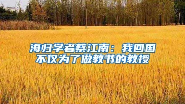 海归学者蔡江南：我回国不仅为了做教书的教授