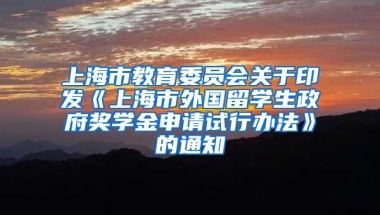 上海市教育委员会关于印发《上海市外国留学生政府奖学金申请试行办法》的通知