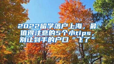 2022留学落户上海，最值得注意的5个小tips，别让到手的户口“飞了”