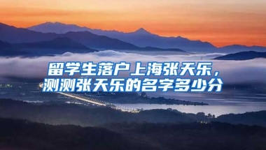 留学生落户上海张天乐，测测张天乐的名字多少分