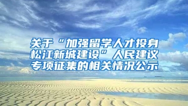 关于“加强留学人才投身松江新城建设”人民建议专项征集的相关情况公示