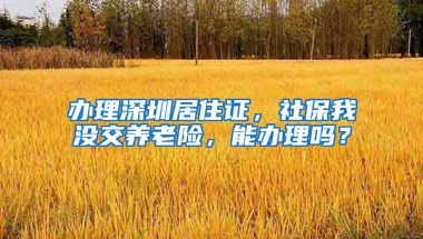 办理深圳居住证，社保我没交养老险，能办理吗？