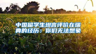 中国留学生坦言评价在瑞典的经历：你们无法想象