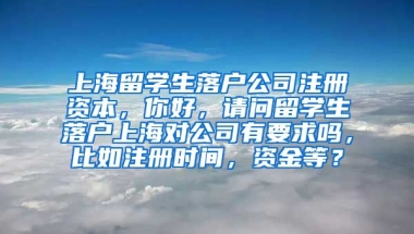 上海留学生落户公司注册资本，你好，请问留学生落户上海对公司有要求吗，比如注册时间，资金等？