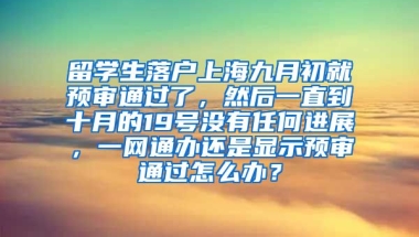 留学生落户上海九月初就预审通过了，然后一直到十月的19号没有任何进展，一网通办还是显示预审通过怎么办？