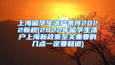 上海留学生落户条件2022新规(2022年留学生落户上海新政策至关重要的几点一定要知道)