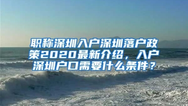 职称深圳入户深圳落户政策2020最新介绍，入户深圳户口需要什么条件？