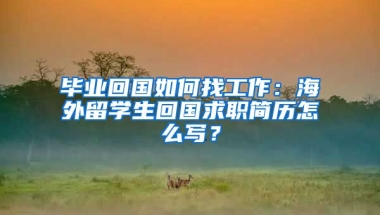 毕业回国如何找工作：海外留学生回国求职简历怎么写？