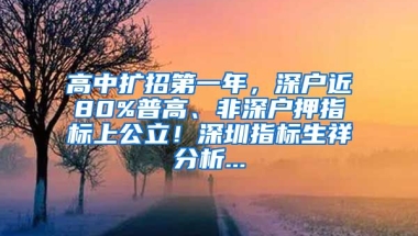 高中扩招第一年，深户近80%普高、非深户押指标上公立！深圳指标生祥分析...