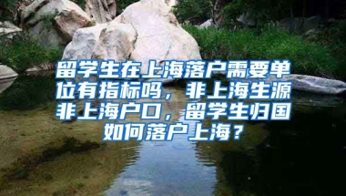 留学生在上海落户需要单位有指标吗，非上海生源非上海户口，留学生归国如何落户上海？