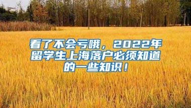 看了不会亏哦，2022年留学生上海落户必须知道的一些知识！