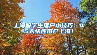 上海留学生落户小技巧：45天快速落户上海！