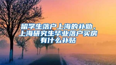 留学生落户上海的补助，上海研究生毕业落户买房有什么补贴