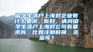 留学生落户上海对企业有什么要求，你好，请问留学生落户上海对公司有要求吗，比如注册时间，资金等？