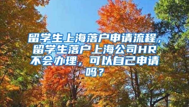 留学生上海落户申请流程，留学生落户上海公司HR不会办理，可以自己申请吗？