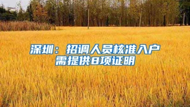 深圳：招调人员核准入户需提供8项证明