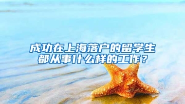 成功在上海落户的留学生都从事什么样的工作？