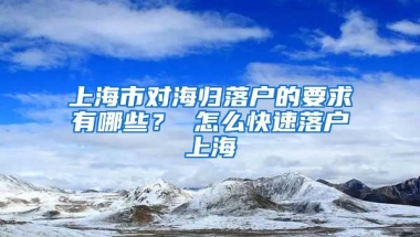 上海市对海归落户的要求有哪些？ 怎么快速落户上海