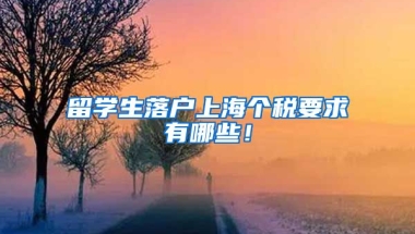 留学生落户上海个税要求有哪些！