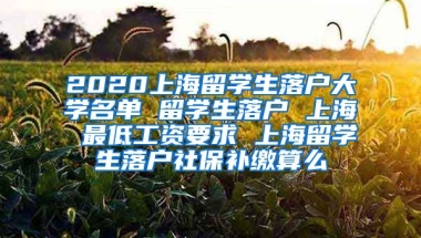 2020上海留学生落户大学名单 留学生落户 上海 最低工资要求 上海留学生落户社保补缴算么