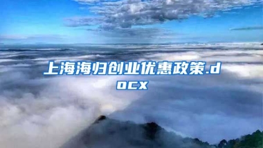 上海海归创业优惠政策.docx