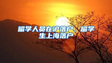 留学人员在沪落户，留学生上海落户