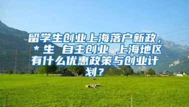 留学生创业上海落户新政，＊生 自主创业 上海地区有什么优惠政策与创业计划？