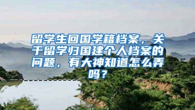 留学生回国学籍档案，关于留学归国建个人档案的问题，有大神知道怎么弄吗？