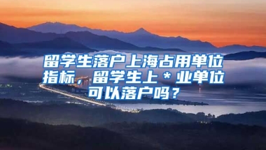 留学生落户上海占用单位指标，留学生上＊业单位可以落户吗？