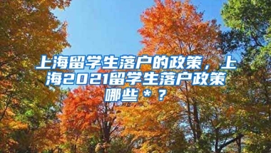 上海留学生落户的政策，上海2021留学生落户政策哪些＊？