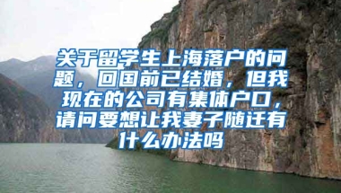 关于留学生上海落户的问题，回国前已结婚，但我现在的公司有集体户口，请问要想让我妻子随迁有什么办法吗